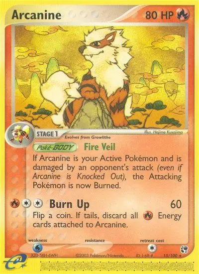 Arcanine Rare Pokemon card #15 from Sandstorm