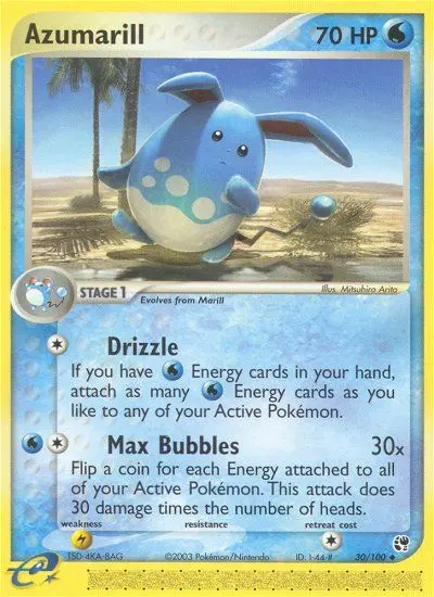 Azumarill Uncommon Pokemon card #30 from Sandstorm