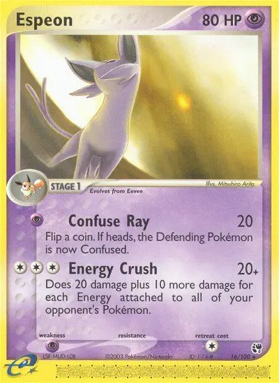 Espeon Rare Pokemon card #16 from Sandstorm