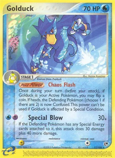 Golduck Rare Pokemon card #17 from Sandstorm