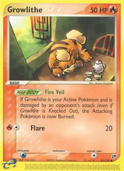Growlithe Common Pokemon card #65 from Sandstorm