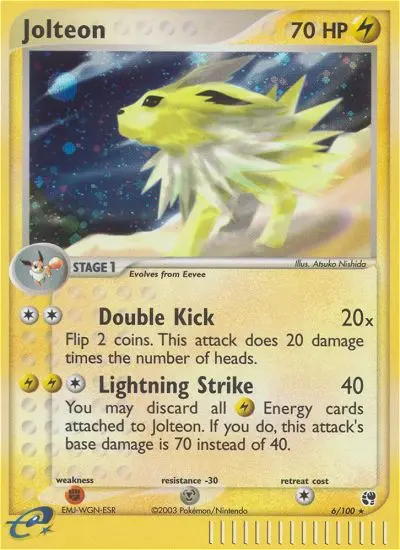 Jolteon Rare Pokemon card #6 from Sandstorm