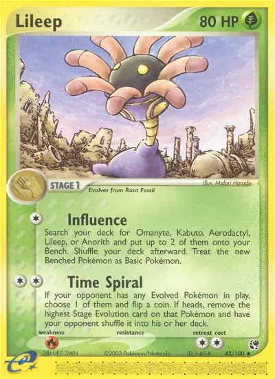 Lileep Uncommon Pokemon card #42 from Sandstorm