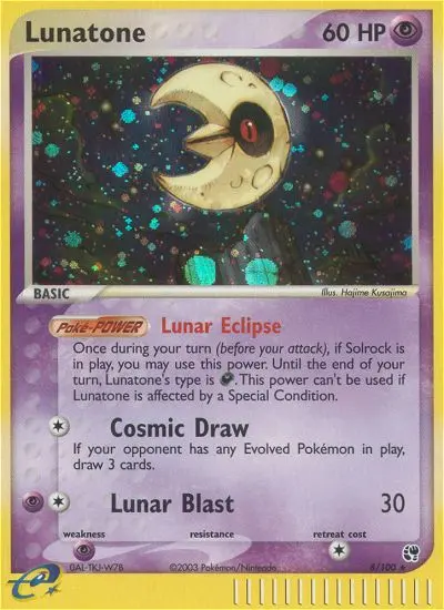 Lunatone Rare Pokemon card #8 from Sandstorm