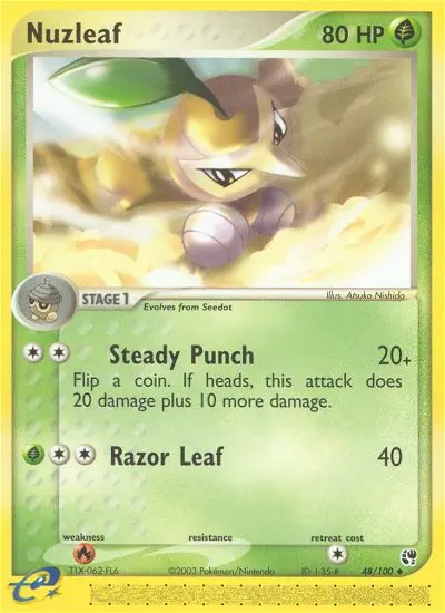 Nuzleaf Uncommon Pokemon card #48 from Sandstorm