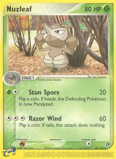 Nuzleaf Uncommon Pokemon card #49 from Sandstorm