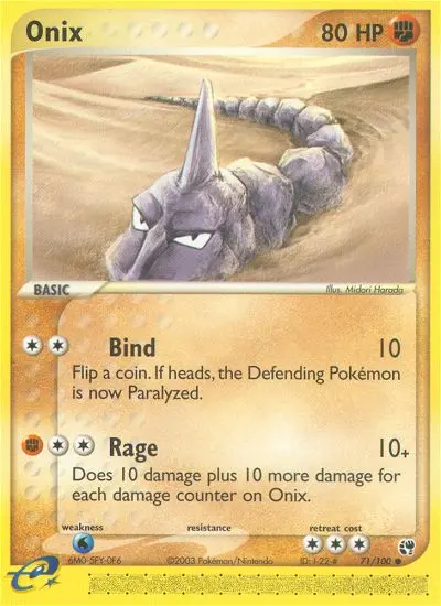 Onix Common Pokemon card #71 from Sandstorm