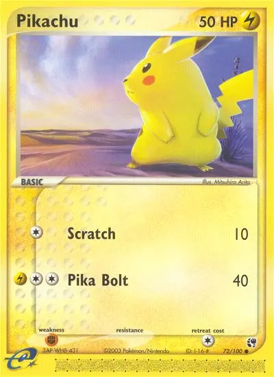 Pikachu Common Pokemon card #72 from Sandstorm