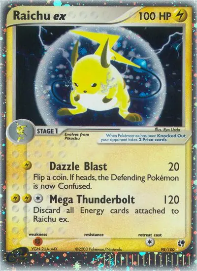 Raichu ex Rare Pokemon card #98 from Sandstorm