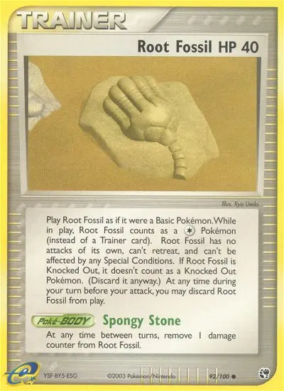 Root Fossil Common Pokemon card #92 from Sandstorm