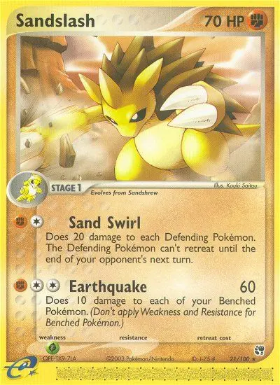 Sandslash Rare Pokemon card #21 from Sandstorm