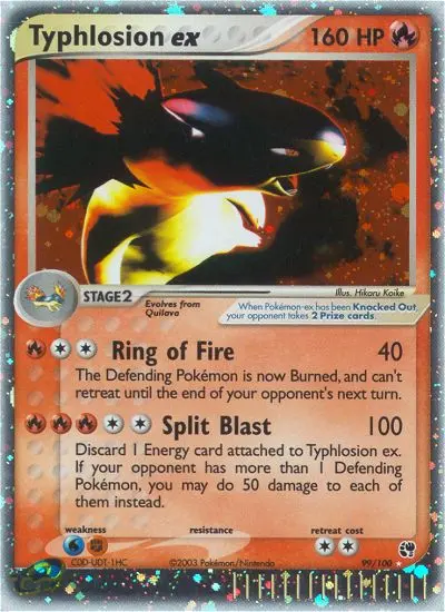 Typhlosion ex Rare Pokemon card #99 from Sandstorm