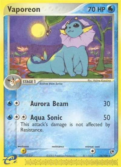 Vaporeon Rare Pokemon card #25 from Sandstorm