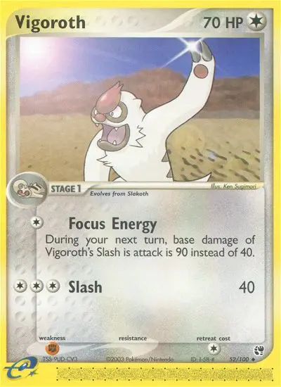 Vigoroth Uncommon Pokemon card #52 from Sandstorm