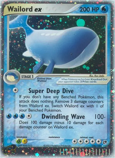 Wailord ex Rare Pokemon card #100 from Sandstorm