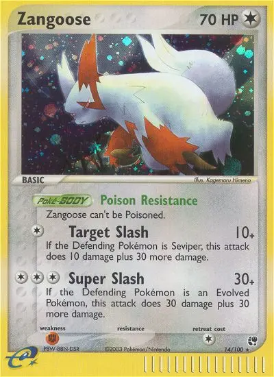 Zangoose Rare Pokemon card #14 from Sandstorm
