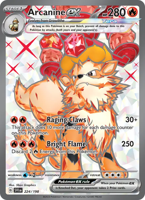 Arcanine ex Ultra Rare Pokemon card #224 from Scarlet & Violet