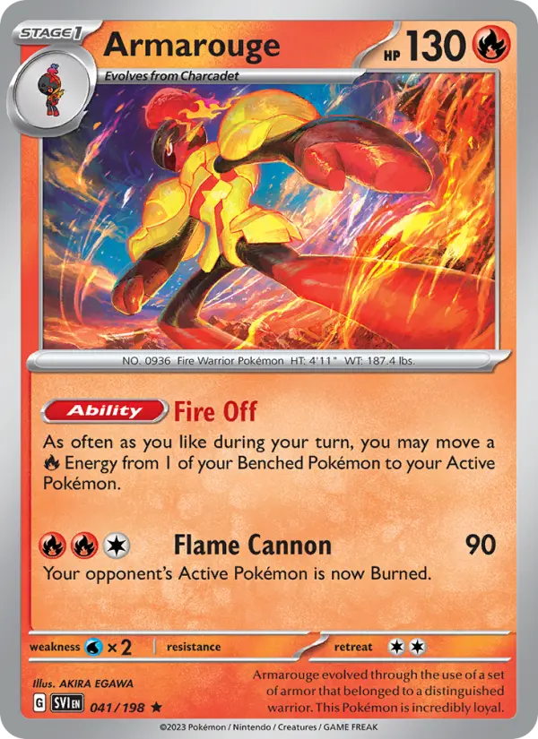 Armarouge Rare Pokemon card #041 from Scarlet & Violet