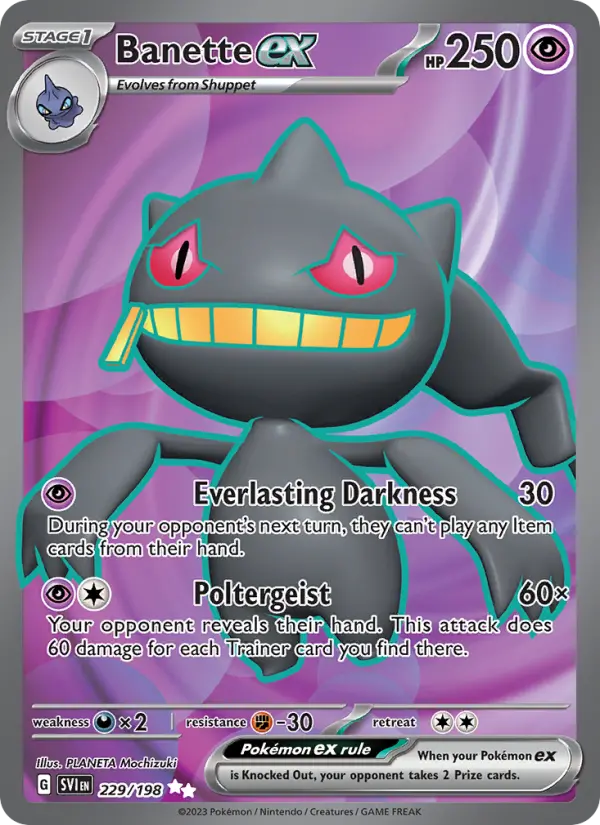 Banette ex Ultra Rare Pokemon card #229 from Scarlet & Violet