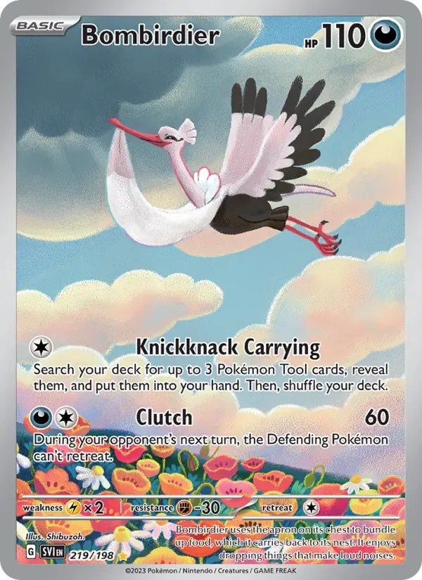 Bombirdier Illustration rare Pokemon card #219 from Scarlet & Violet