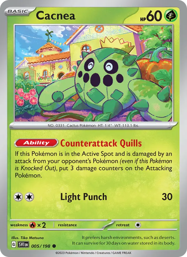 Cacnea Common Pokemon card #005 from Scarlet & Violet