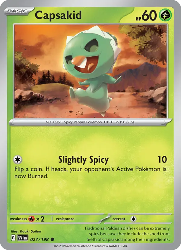 Capsakid Common Pokemon card #027 from Scarlet & Violet