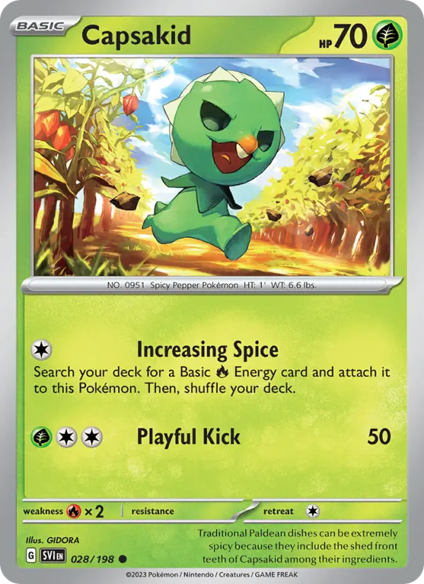 Capsakid Common Pokemon card #028 from Scarlet & Violet