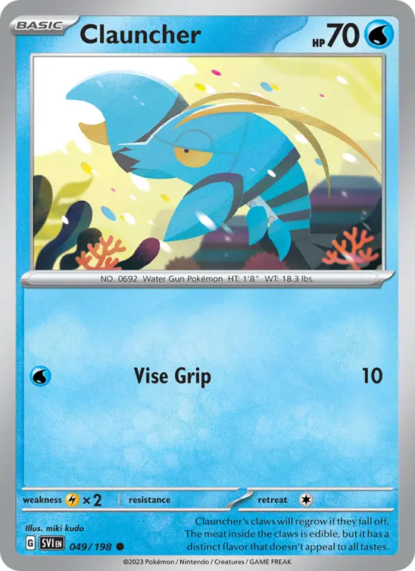 Clauncher Common Pokemon card #049 from Scarlet & Violet