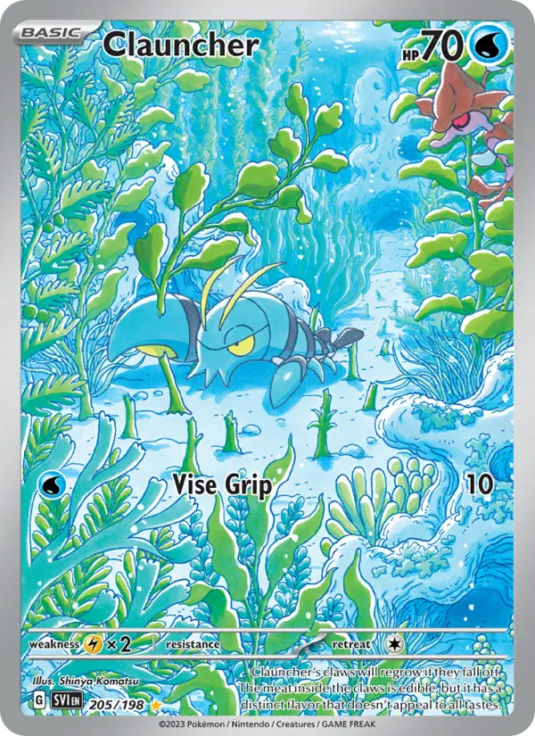 Clauncher Illustration rare Pokemon card #205 from Scarlet & Violet
