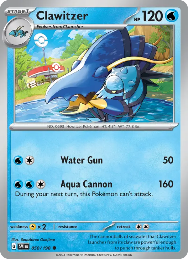 Clawitzer Common Pokemon card #050 from Scarlet & Violet