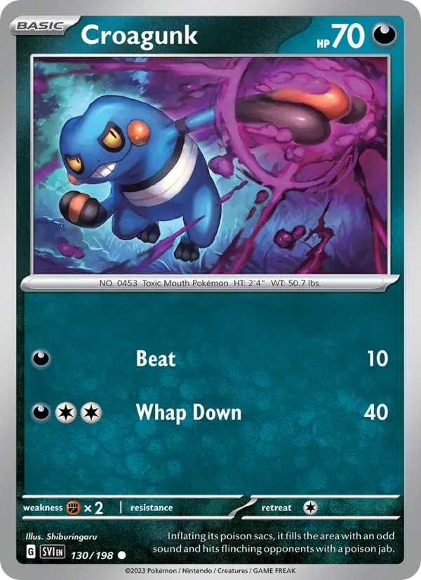 Croagunk Common Pokemon card #130 from Scarlet & Violet
