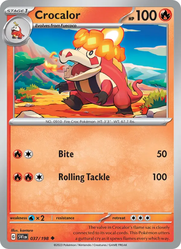 Crocalor Uncommon Pokemon card #037 from Scarlet & Violet