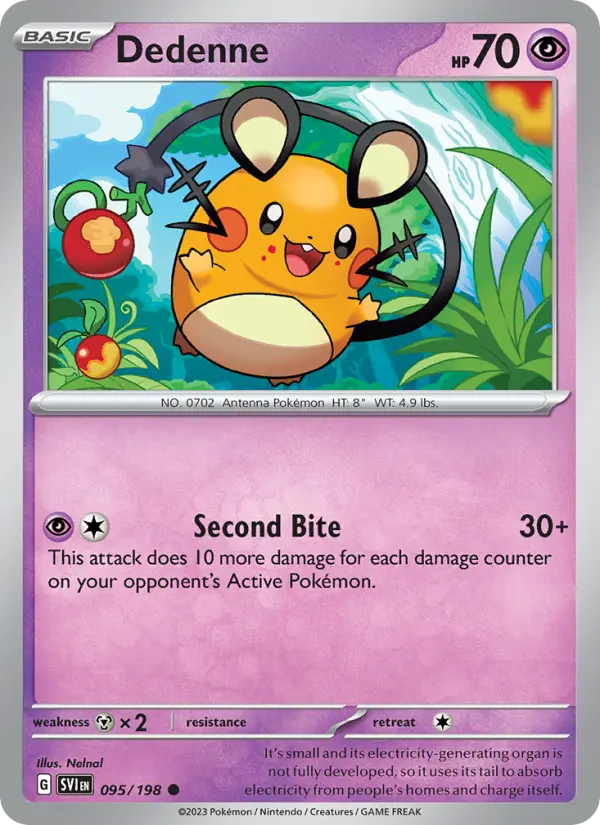 Dedenne Common Pokemon card #095 from Scarlet & Violet
