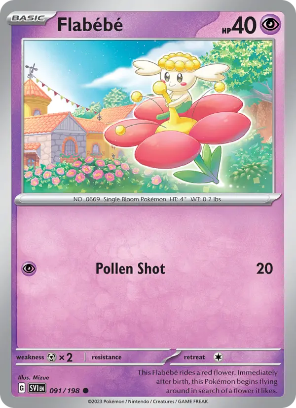Flabébé Common Pokemon card #091 from Scarlet & Violet