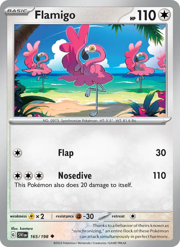 Flamigo Uncommon Pokemon card #165 from Scarlet & Violet