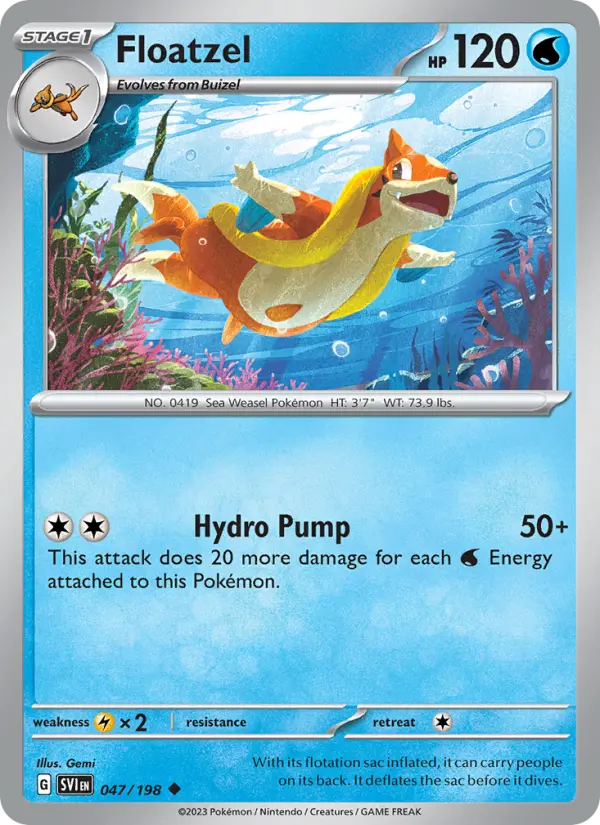 Floatzel Uncommon Pokemon card #047 from Scarlet & Violet