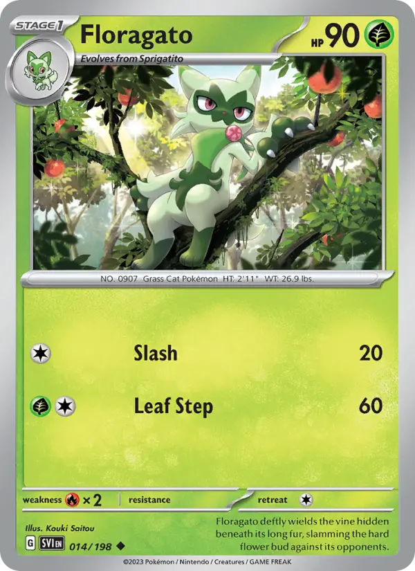 Floragato Uncommon Pokemon card #014 from Scarlet & Violet