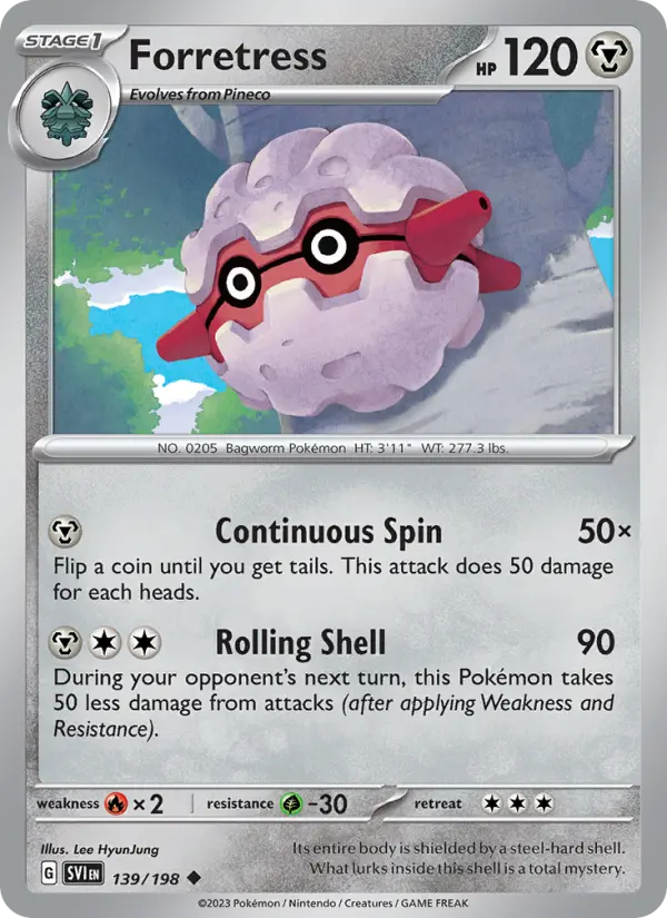Forretress Uncommon Pokemon card #139 from Scarlet & Violet