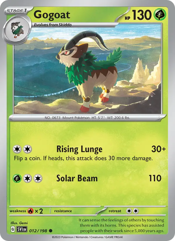 Gogoat Common Pokemon card #012 from Scarlet & Violet