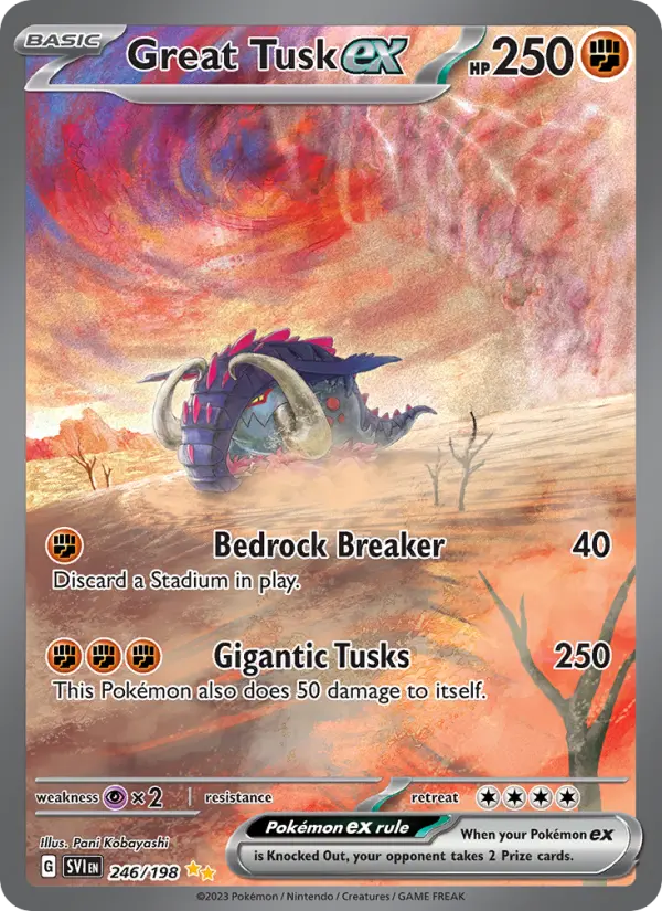 Great Tusk ex Special illustration rare Pokemon card #246 from Scarlet & Violet