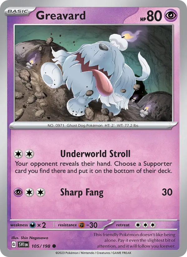 Greavard Common Pokemon card #105 from Scarlet & Violet