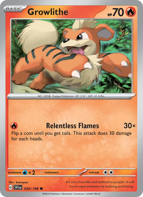 Growlithe Common Pokemon card #030 from Scarlet & Violet