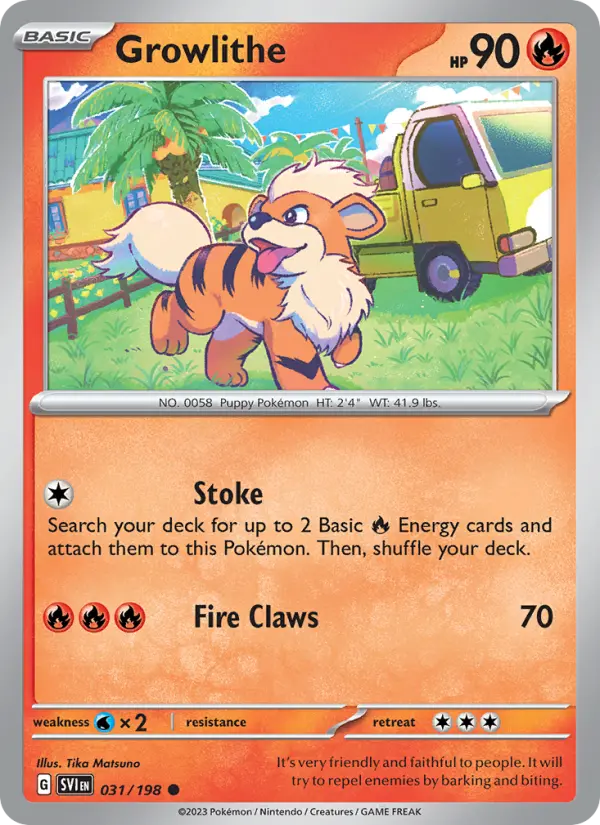Growlithe Common Pokemon card #031 from Scarlet & Violet