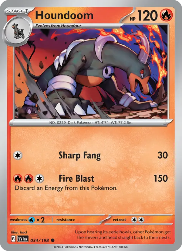 Houndoom Common Pokemon card #034 from Scarlet & Violet