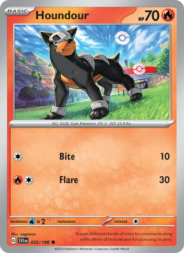 Houndour Common Pokemon card #033 from Scarlet & Violet