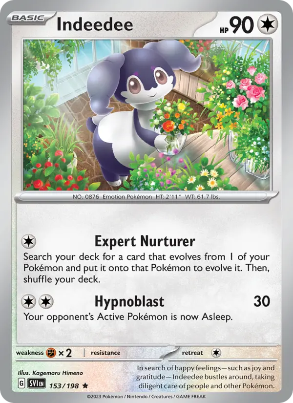 Indeedee Rare Pokemon card #153 from Scarlet & Violet