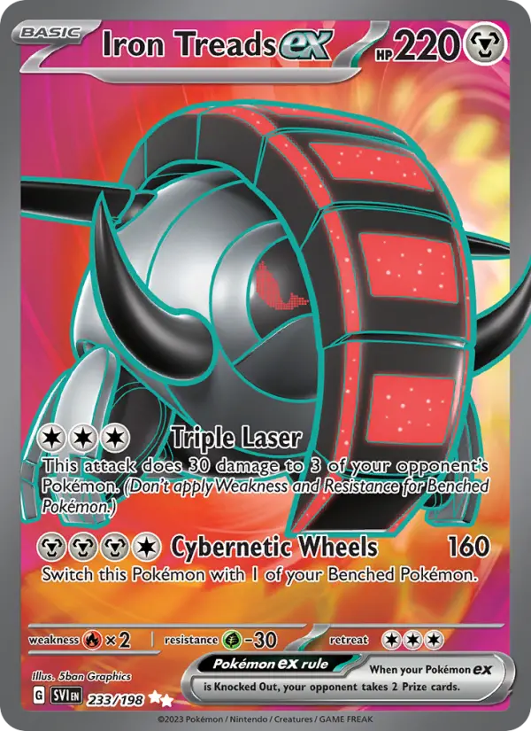 Iron Treads ex Ultra Rare Pokemon card #233 from Scarlet & Violet