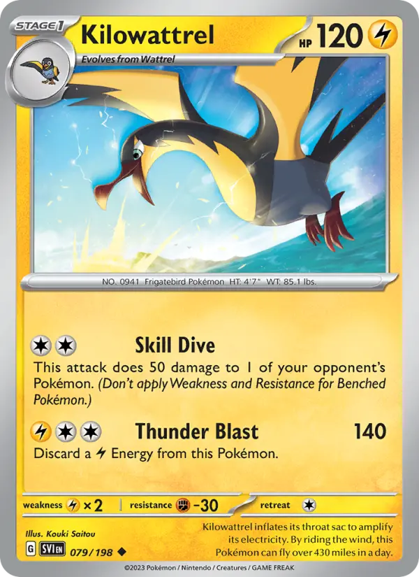 Kilowattrel Uncommon Pokemon card #079 from Scarlet & Violet