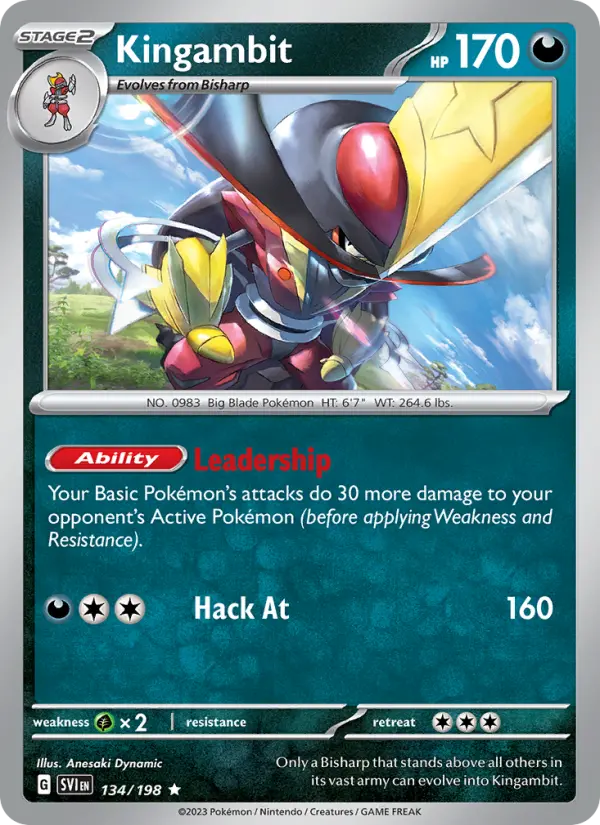 Kingambit Rare Pokemon card #134 from Scarlet & Violet