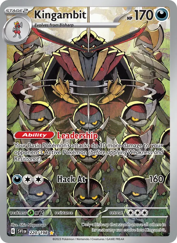 Kingambit Illustration rare Pokemon card #220 from Scarlet & Violet